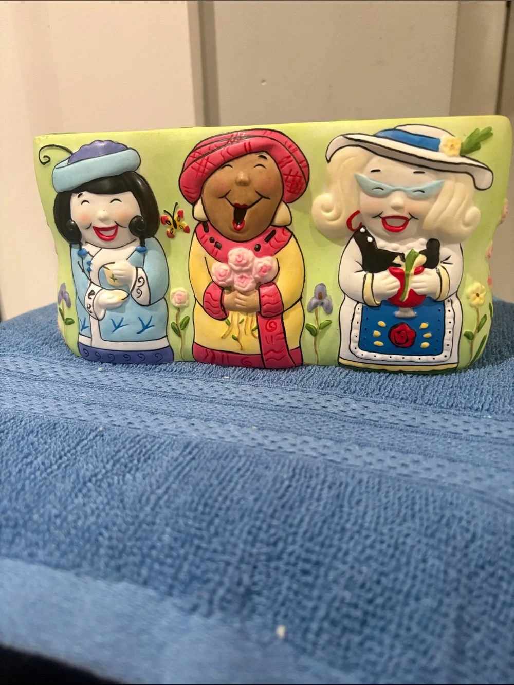 PartyLite Multicolor Ceramic Three Women Decorative Candle Holder